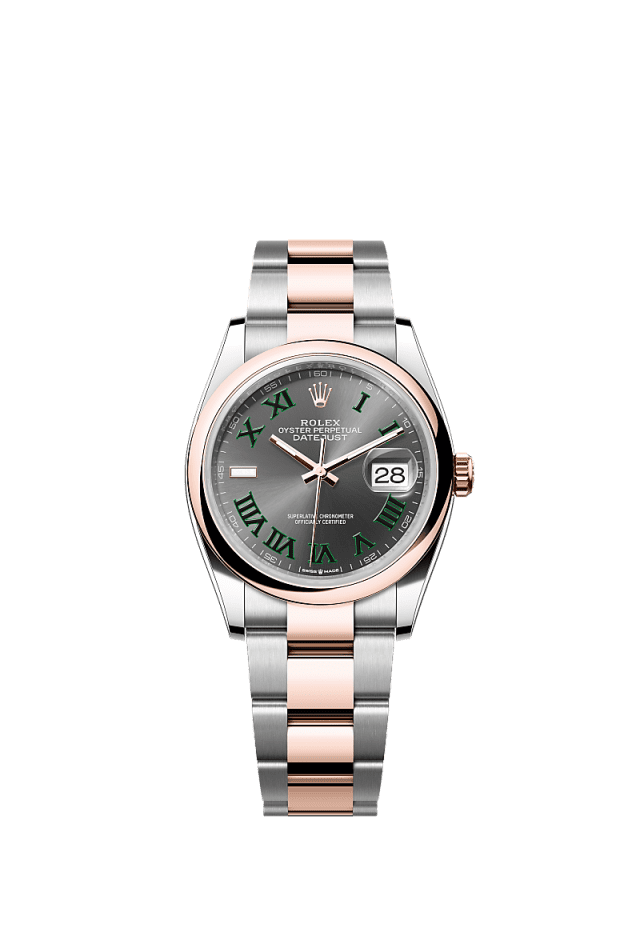 Rolex Datejust 36mm Slate Dial Oystersteel &amp; Everose Gold m126201-0030 - WATCHXNYC