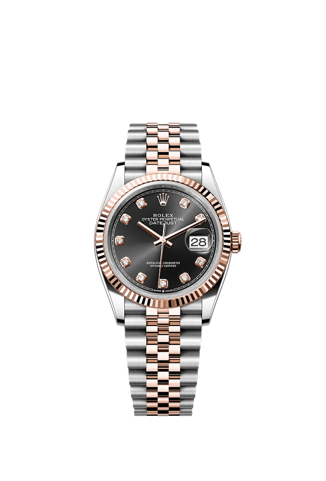 Rolex Datejust 36mm Black Diamond Dial Oystersteel &amp; Everose Gold 126231 - WATCHXNYC