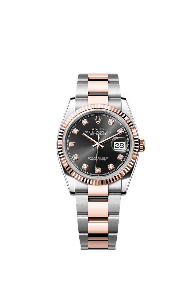 Rolex Datejust 36mm Black Diamond Dial Oystersteel &amp; Everose Gold m126231-0020 - WATCHXNYC