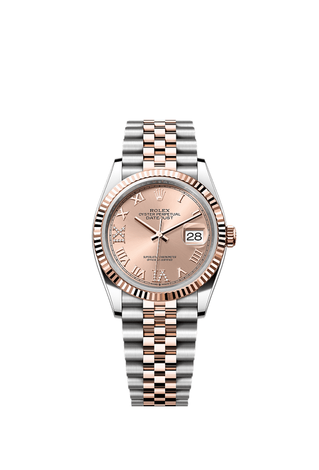 Rolex Datejust 36mm Rosé Diamond Dial Oystersteel &amp; Everose Gold 126231 - WATCHXNYC