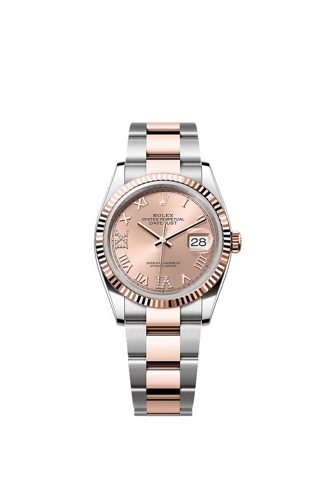 Rolex Datejust 36mm Rosé Diamond Dial Oystersteel &amp; Everose Gold 126231 - WATCHXNYC