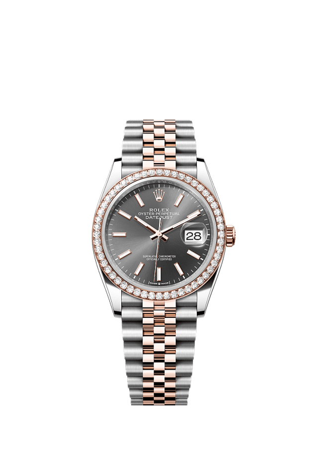 Rolex Datejust 36mm Slate Dial Oystersteel &amp; Everose Gold 126281RBR - WATCHXNYC