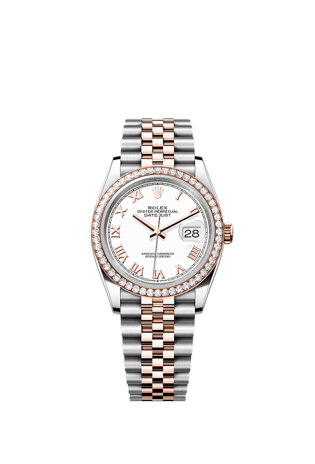 Rolex Datejust 36mm White Dial Oystersteel &amp; Everose Gold 126281RBR - WATCHXNYC
