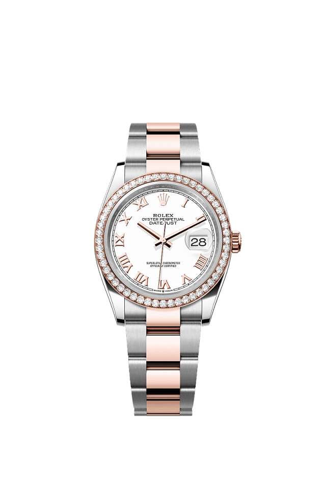 Rolex Datejust 36mm White Dial Oystersteel &amp; Everose Gold 126281RBR - WATCHXNYC