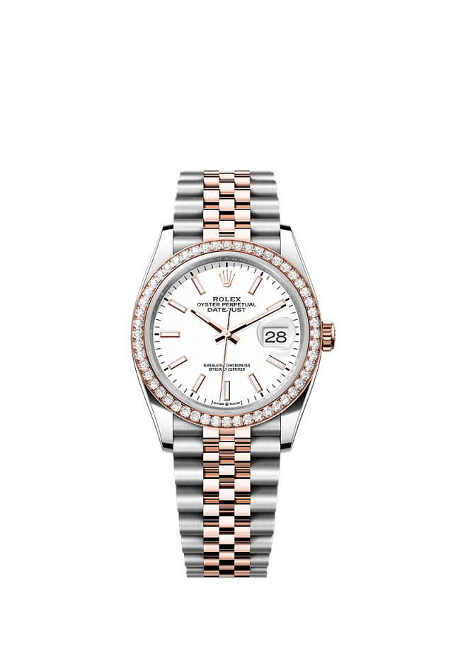 Rolex Datejust 36mm White Dial Oystersteel &amp; Everose Gold 126281RBR - WATCHXNYC