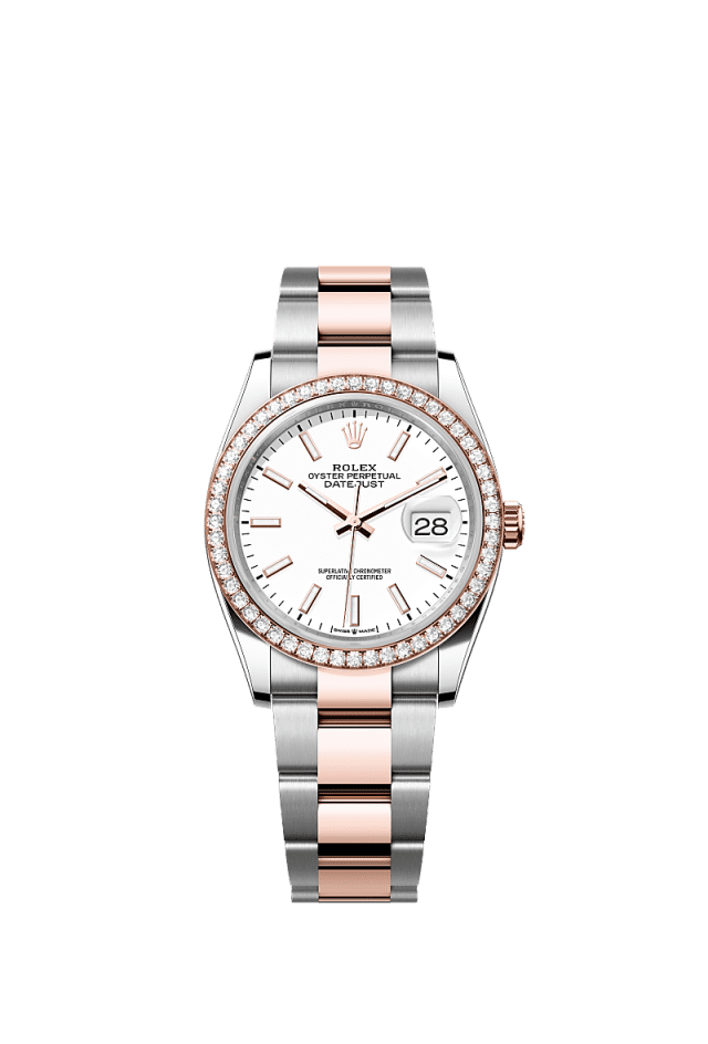 Rolex Datejust 36mm White Dial Oystersteel &amp; Everose Gold 126281RBR - WATCHXNYC