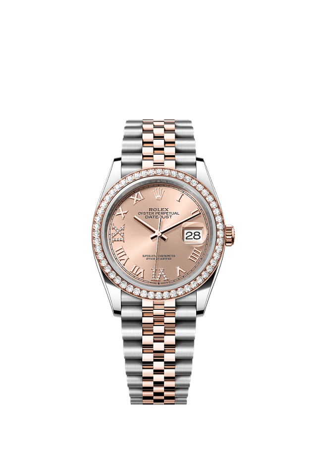 Rolex Datejust 36mm Rosé Diamond Dial Oystersteel &amp; Everose Gold 126281RBR - WATCHXNYC