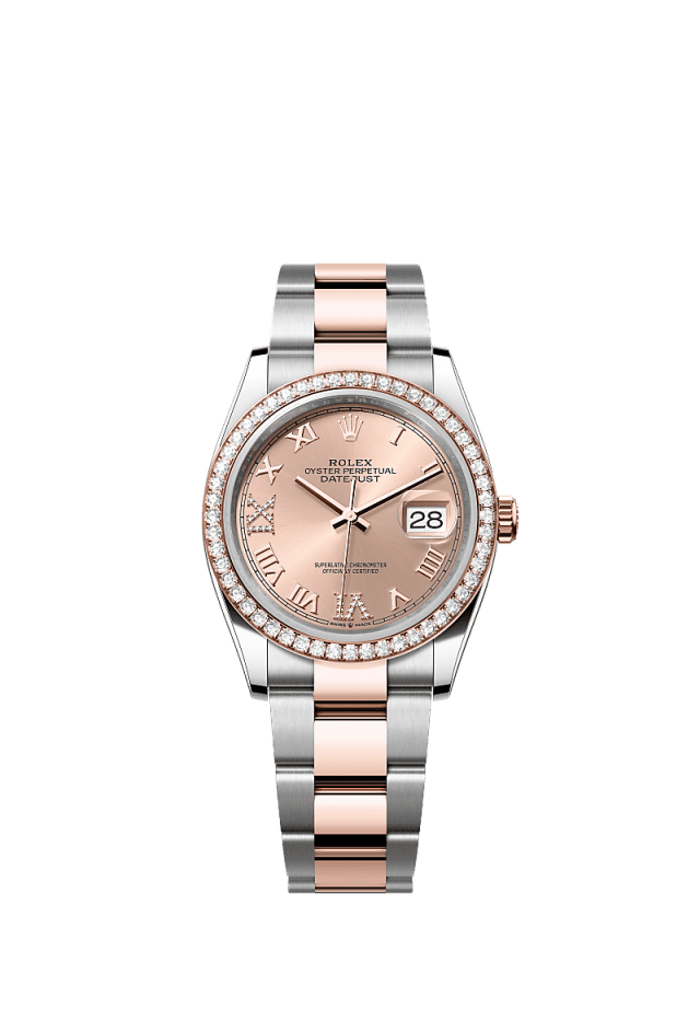 Rolex Datejust 36mm Rosé Diamond Dial Oystersteel &amp; Everose Gold 126281RBR - WATCHXNYC
