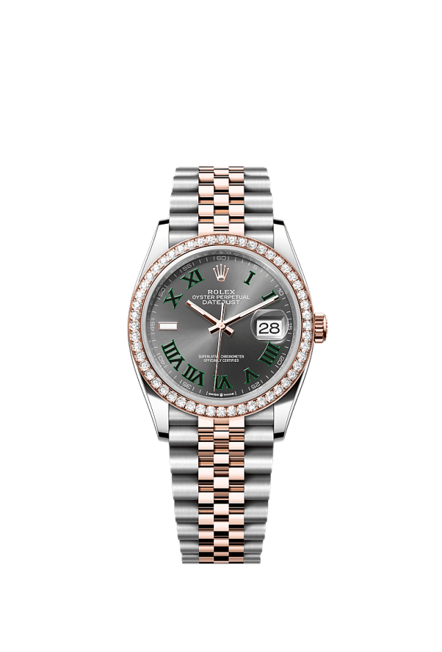 Rolex Datejust 36mm Slate Dial Oystersteel &amp; Everose Gold 126281RBR - WATCHXNYC