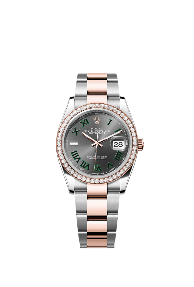 Rolex Datejust 36mm Slate Dial Oystersteel &amp; Everose Gold 126281RBR - WATCHXNYC