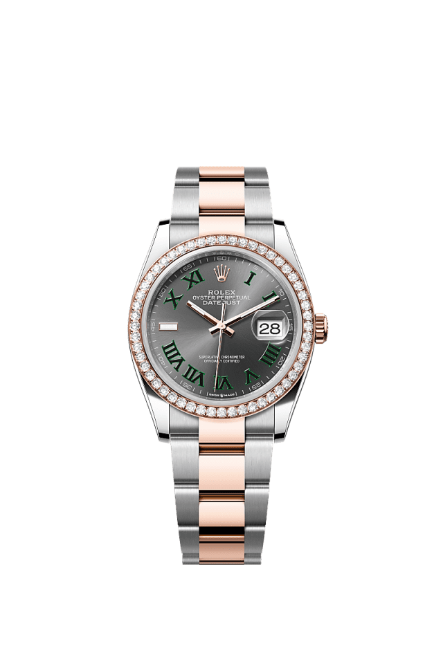 Rolex Datejust 36mm Slate Dial Oystersteel &amp; Everose Gold 126281RBR - WATCHXNYC