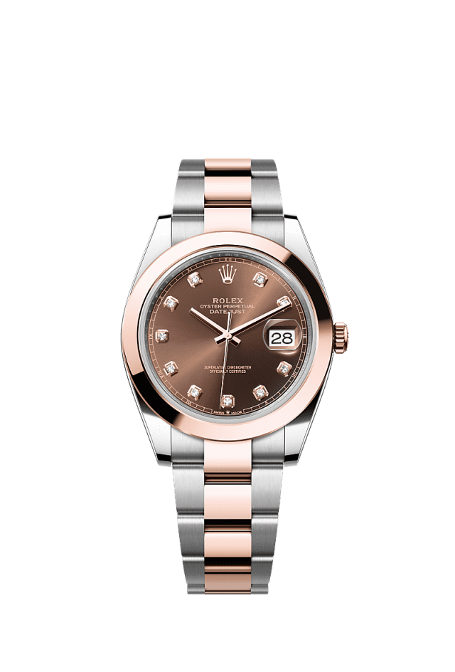 Rolex Datejust 41mm Chocolate Diamond Dial Oystersteel &amp; Everose Gold m126301-0003 - WATCHXNYC