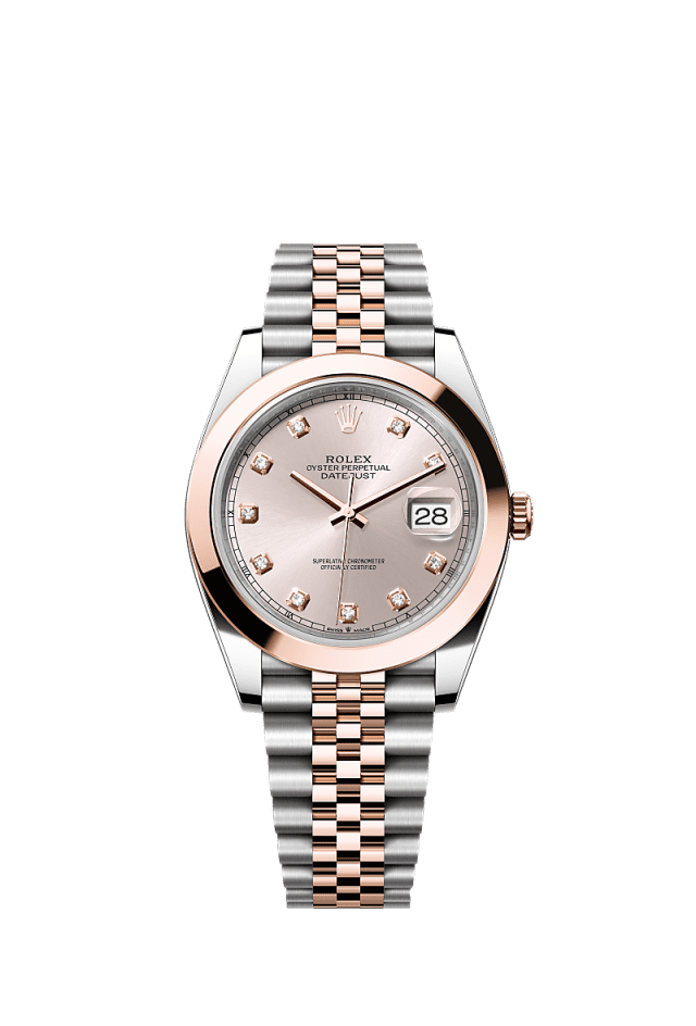 Rolex Datejust 41mm Sundust Diamond Dial Oystersteel &amp; Everose Gold m126301-0008 - WATCHXNYC