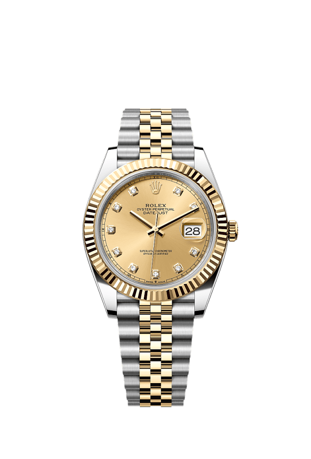 Rolex Datejust 41mm Champagne Diamond Dial Oystersteel &amp; Yellow Gold 126333 - WATCHXNYC