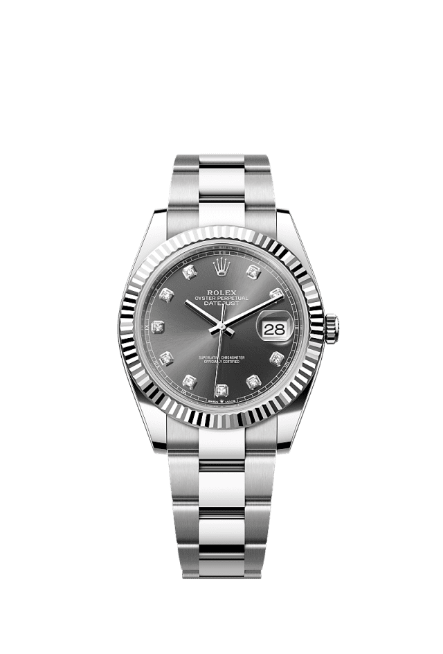 Rolex Datejust 41mm Slate Diamonds Dial Oystersteel &amp; White Gold 126334 - WATCHXNYC