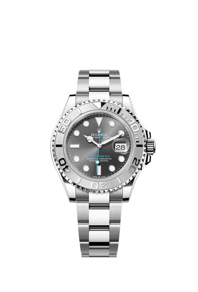 The Oyster Perpetual Yacht-Master 40 in Oystersteel and platinum with an Oyster bracelet. - WATCHXNYC