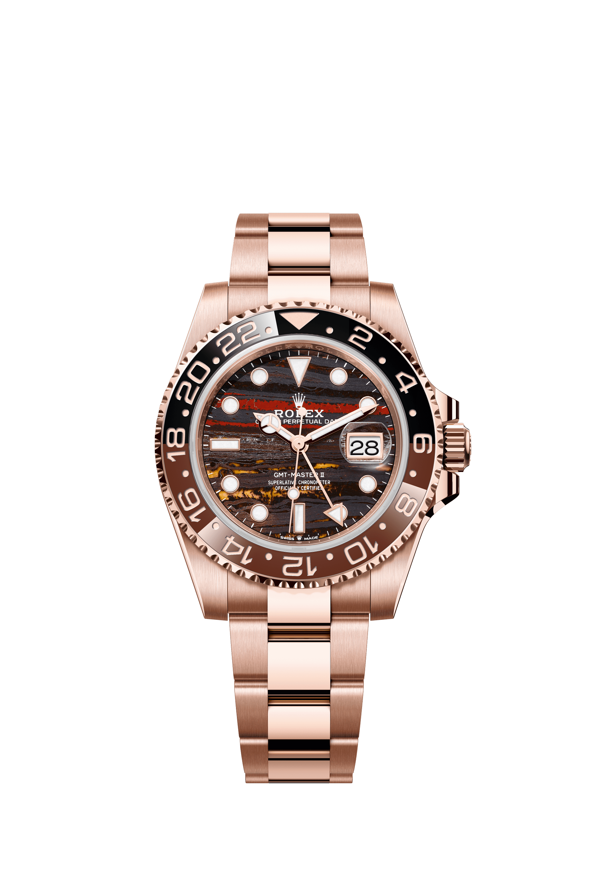 Rolex GMT-Master II 40mm Tiger Iron Dial Everose Gold 126715CHNR - WATCHXNYC