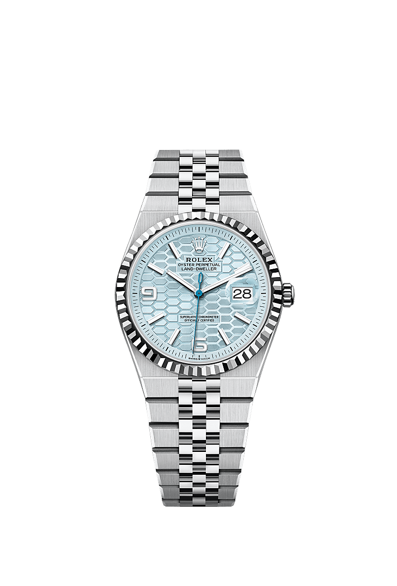 Rolex Land-Dweller 36mm Ice-Blue Dial Platinum 127236 - WATCHXNYC