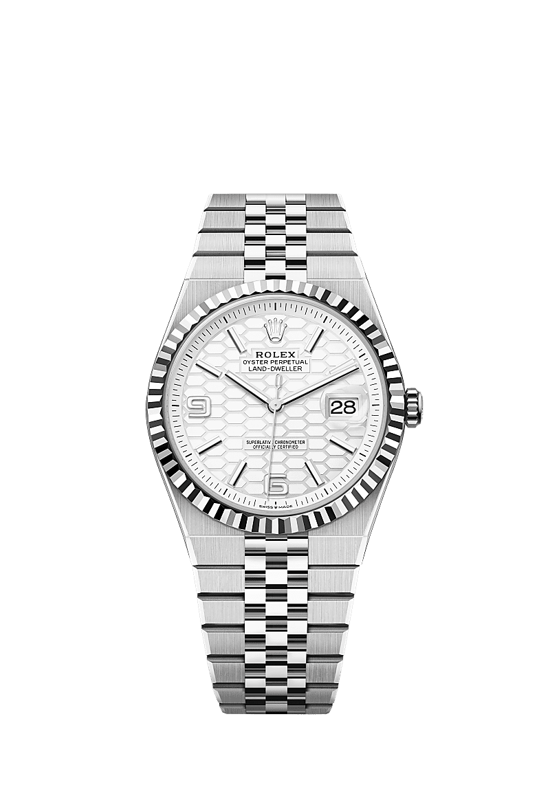 Rolex Land-Dweller 40mm Intense White Dial Oystersteel &amp; White Gold 127334 - WATCHXNYC
