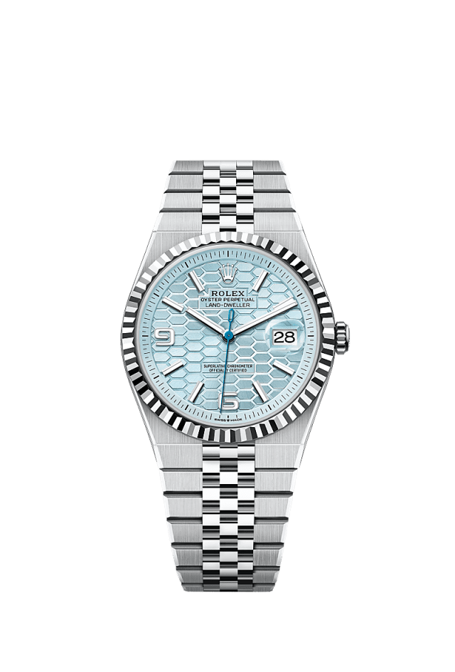 Rolex Land-Dweller 40mm Ice Blue Dial Platinum 127336 - WATCHXNYC