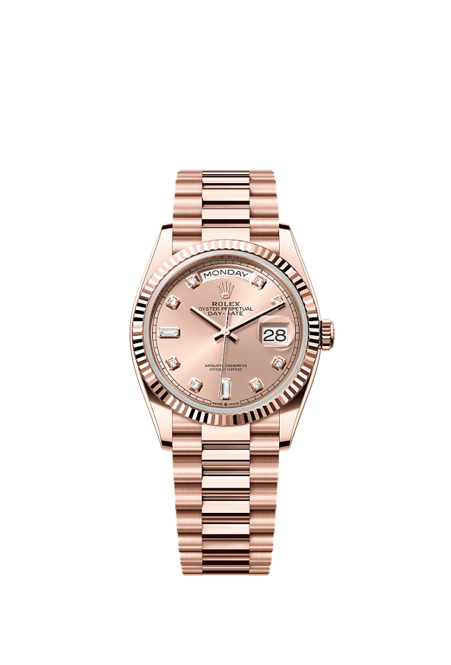 Rolex Day-Date 36mm Rosé Diamond Dial Everose Gold 128235 - WATCHXNYC