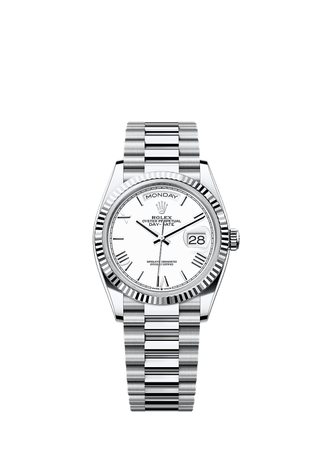 Rolex Day-Date 36mm White Dial Platinum 128236 - WATCHXNYC