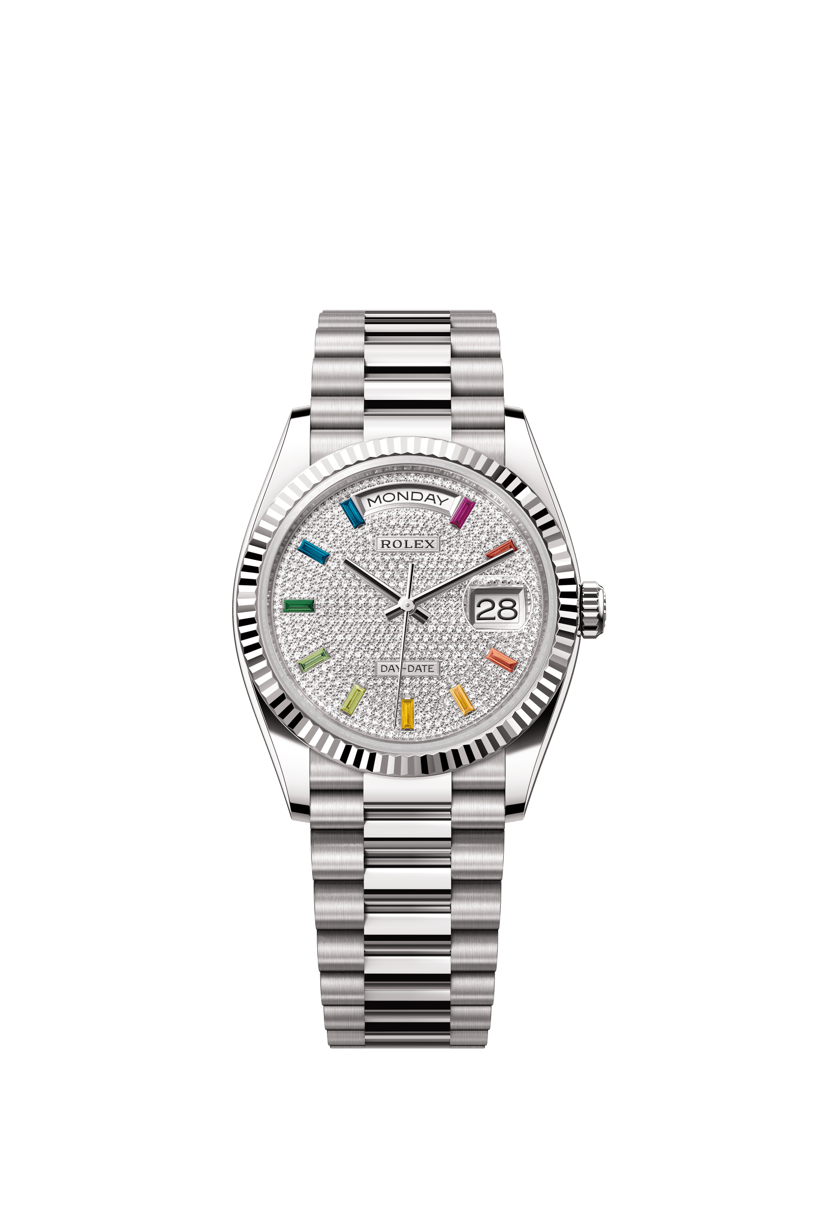 Rolex Day-Date 36mm Diamond Paved Dial White Gold m128239-0019 - WATCHXNYC