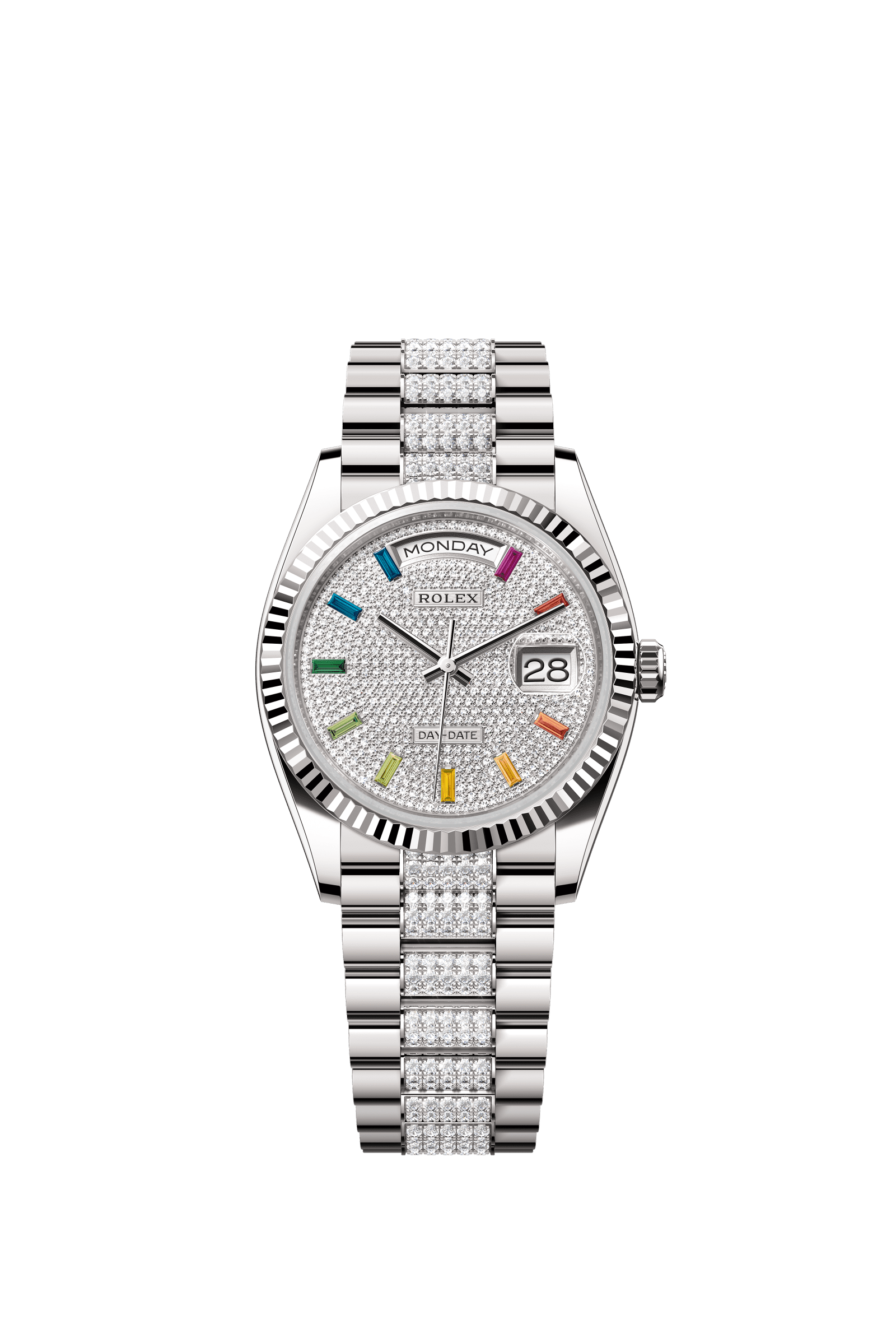 Rolex Day-Date 36mm Diamond Paved Dial White Gold m128239-0027 - WATCHXNYC