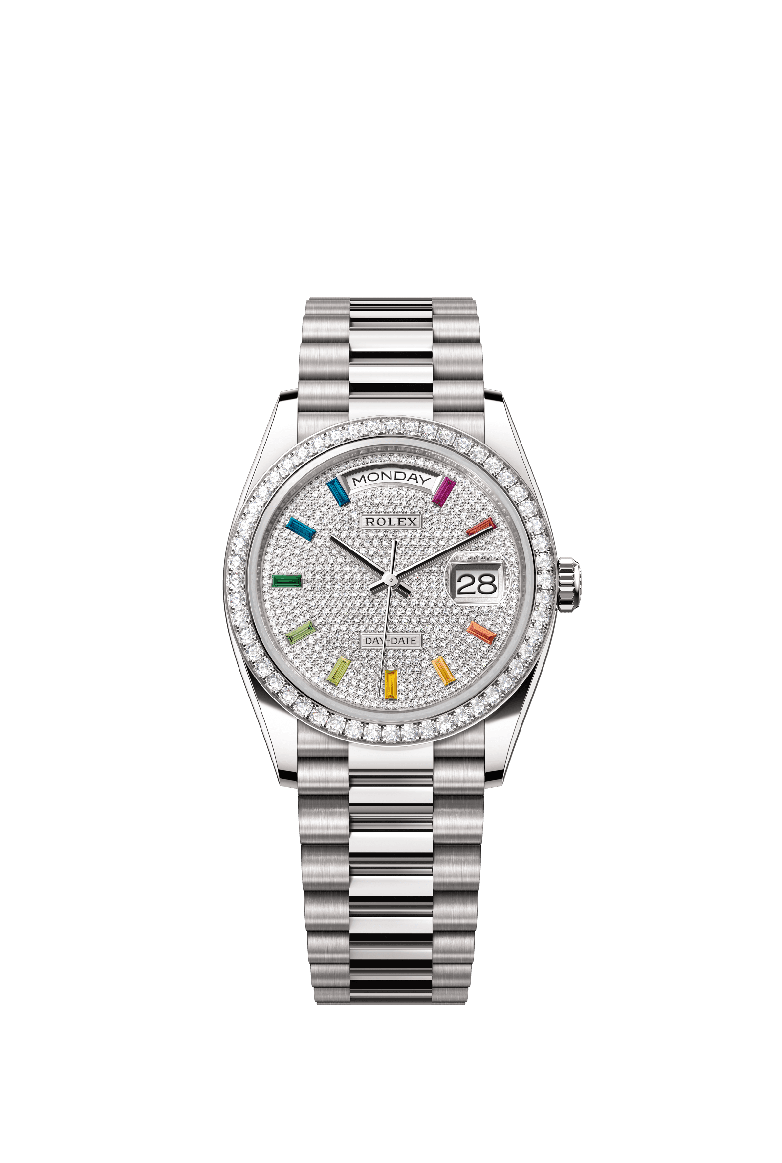 Rolex Day-Date 36mm Diamond Paved Dial White Gold m128349rbr-0006 - WATCHXNYC