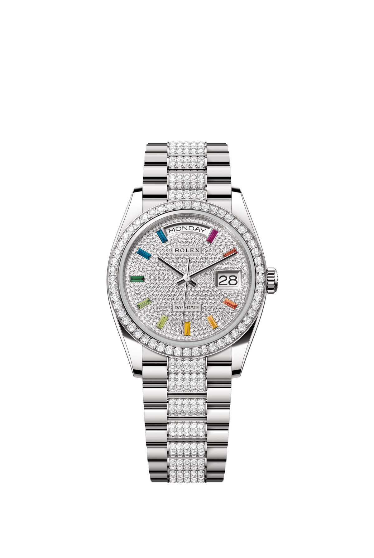 Rolex Day-Date 36mm Diamond Paved Dial White Gold m128349rbr-0012 - WATCHXNYC