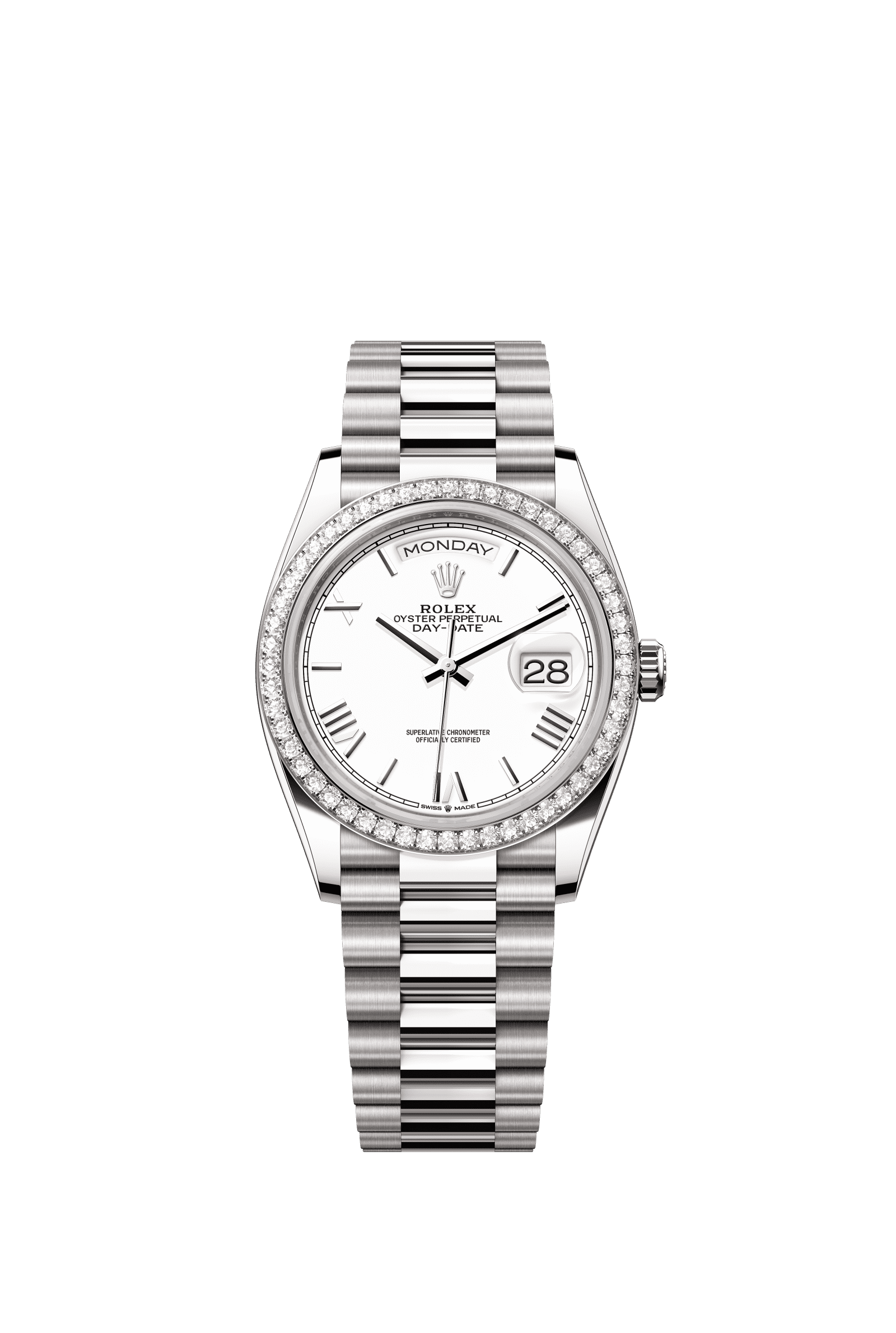 Rolex Day-Date 36mm White Dial White Gold m128349rbr-0043 - WATCHXNYC
