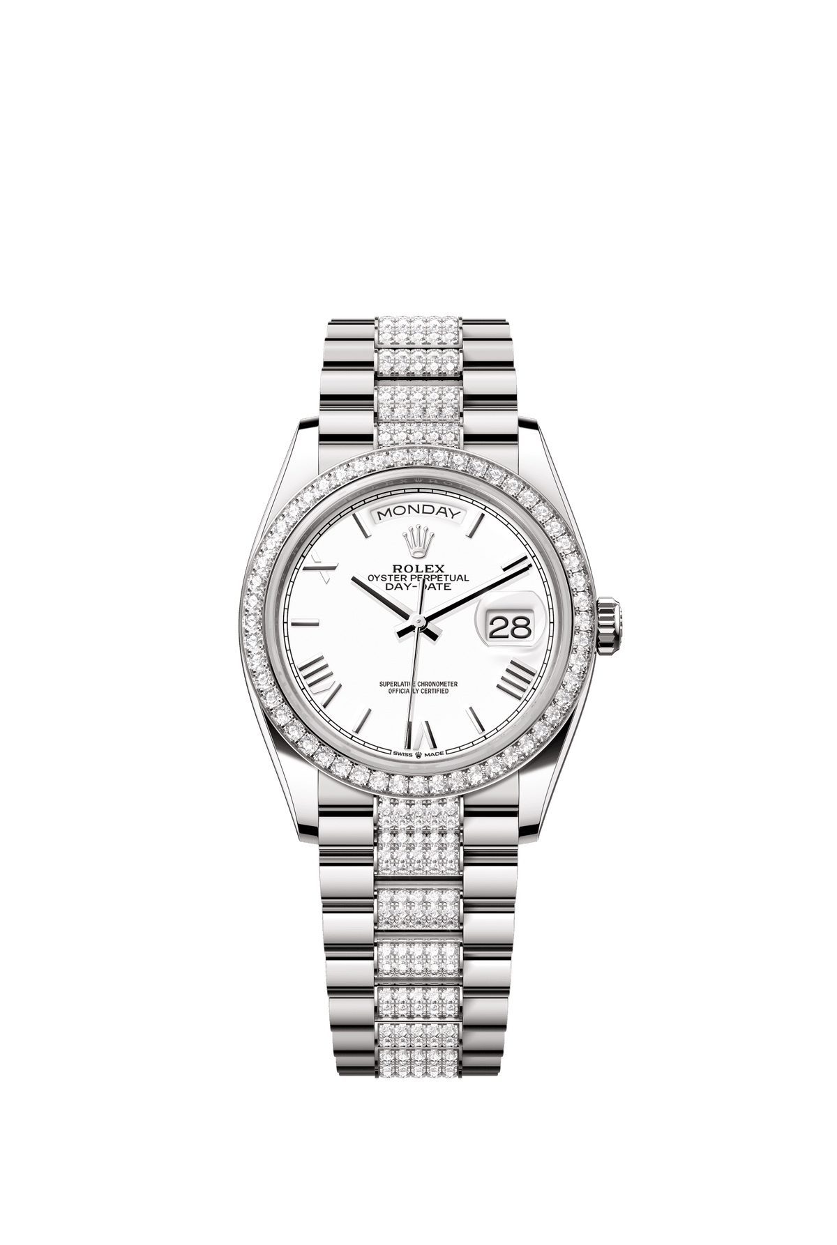 Rolex Day-Date 36mm White Dial White Gold m128349rbr-0044 - WATCHXNYC