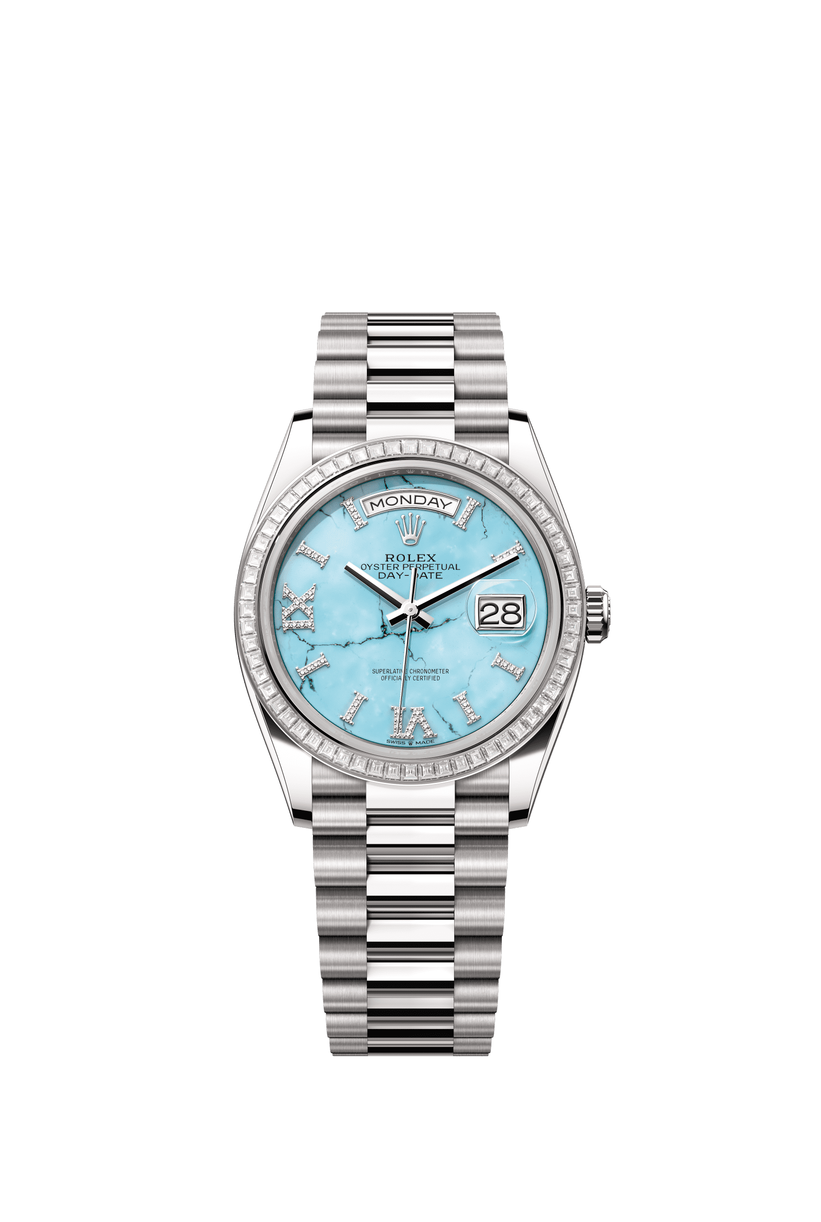 Rolex Day-Date 36mm Turquoise Diamond Dial White Gold m128399tbr-0011 - WATCHXNYC