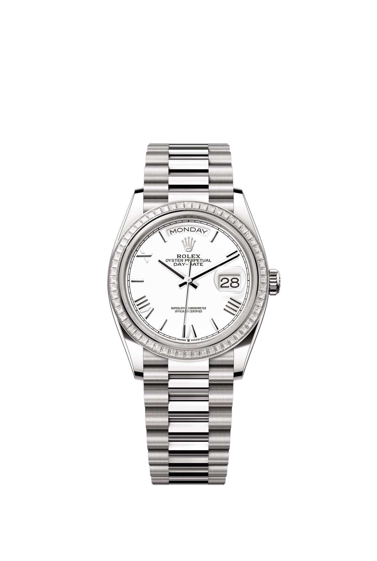 Rolex Day-Date 36mm White Dial White Gold m128399tbr-0019 - WATCHXNYC