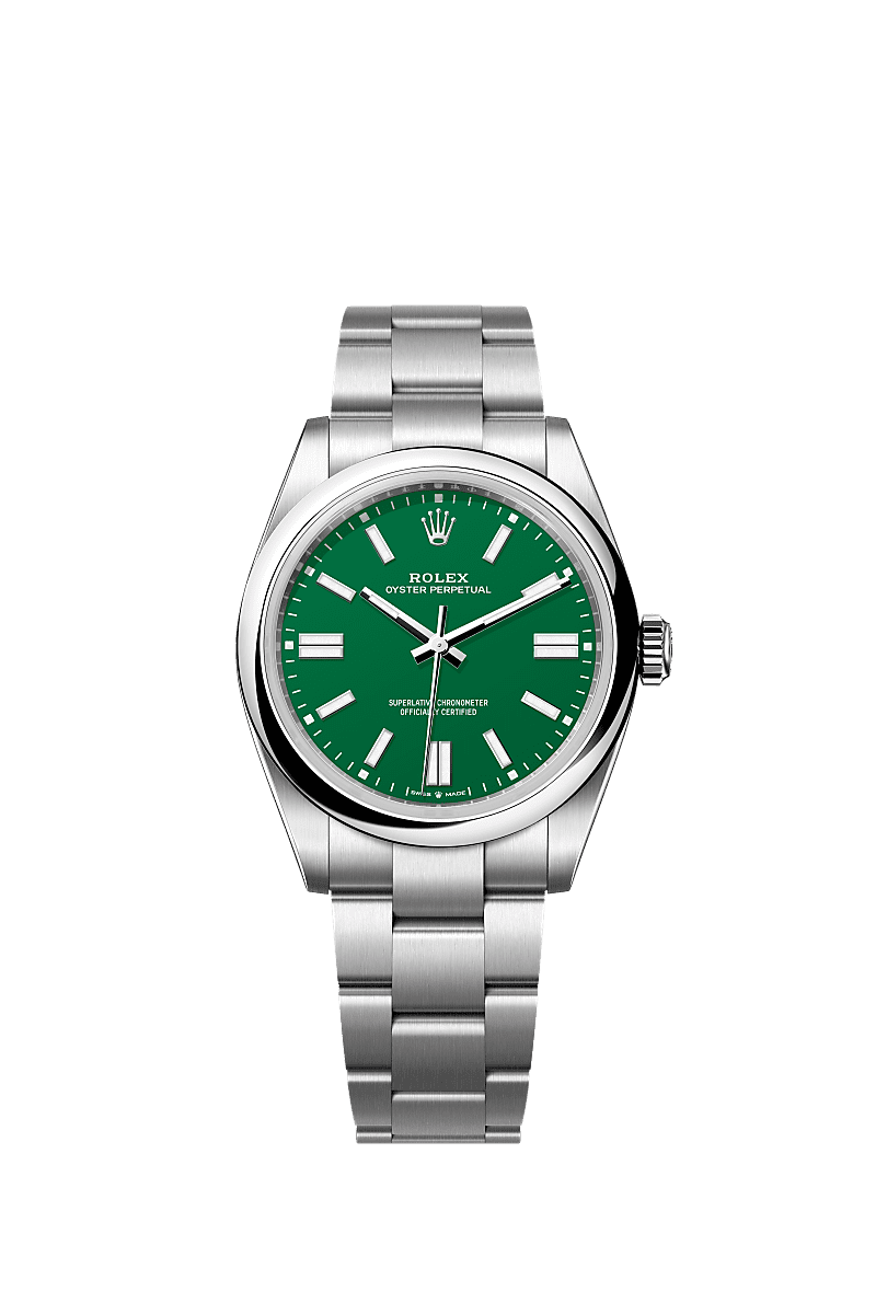 Rolex Oyster Perpetual 41mm Green Dial Oystersteel 134300 - WATCHXNYC