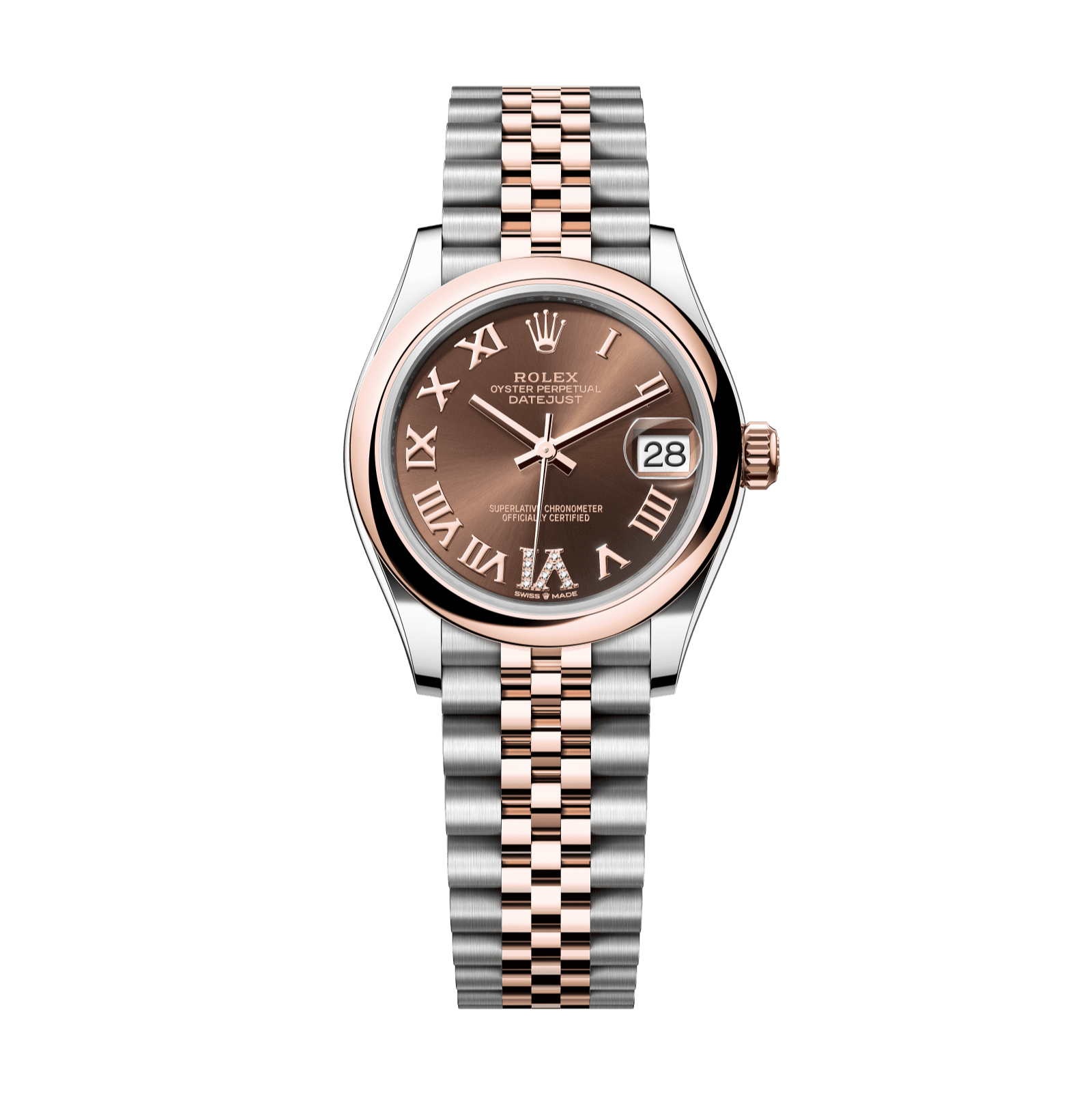Rolex Datejust 31mm Chocolate Diamond Dial Oystersteel &amp; Everose Gold m278241-0004 - WATCHXNYC