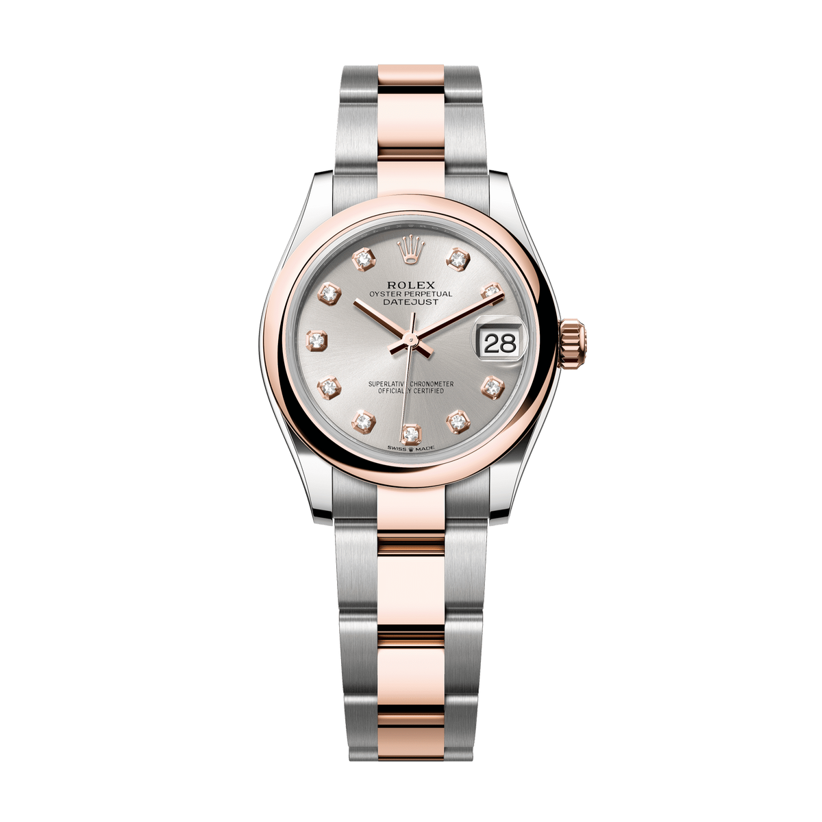 Rolex Datejust 31mm Silver Diamond Dial Oystersteel &amp; Everose Gold 278241-0015 - WATCHXNYC