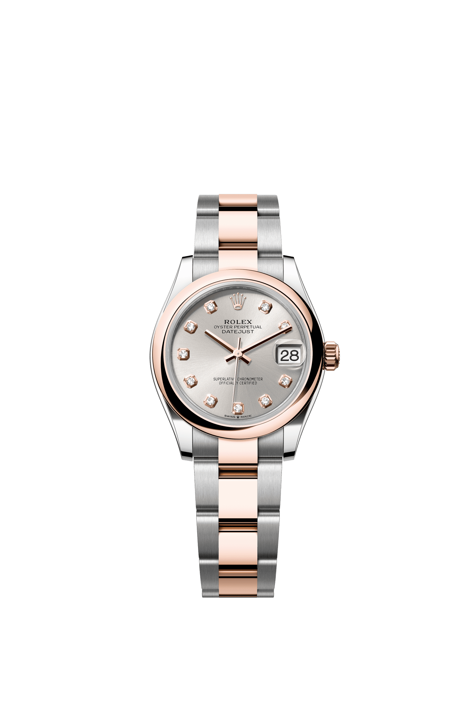 Rolex Datejust 31mm Silver Diamond Dial Oystersteel &amp; Everose Gold 278241 - WATCHXNYC