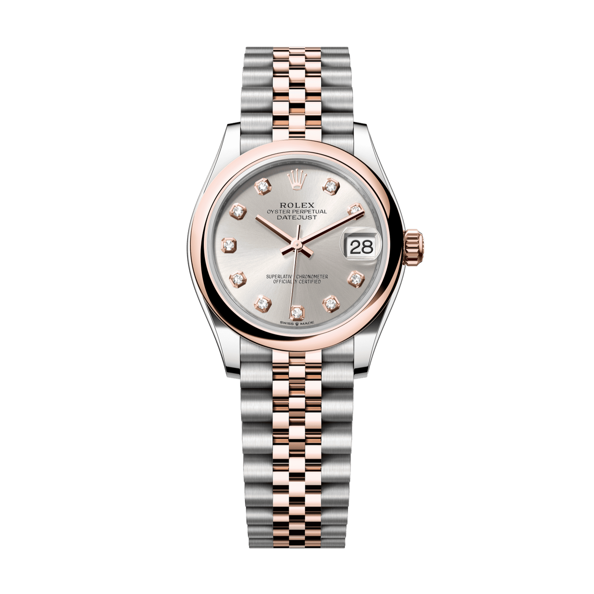 Rolex Datejust 31mm Silver Diamond Dial Oystersteel &amp; Everose Gold 278241-0016 - WATCHXNYC