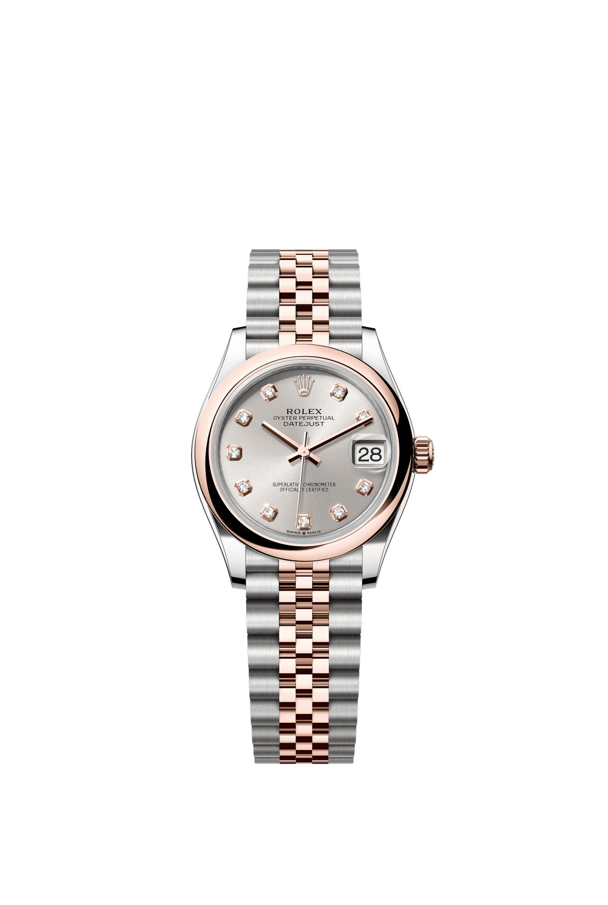 Rolex Datejust 31mm Silver Diamond Dial Oystersteel &amp; Everose Gold 278241 - WATCHXNYC