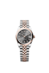 This Oyster Perpetual Datejust 31 in Oystersteel and Everose gold features a slate dial and a Jubilee bracelet.
