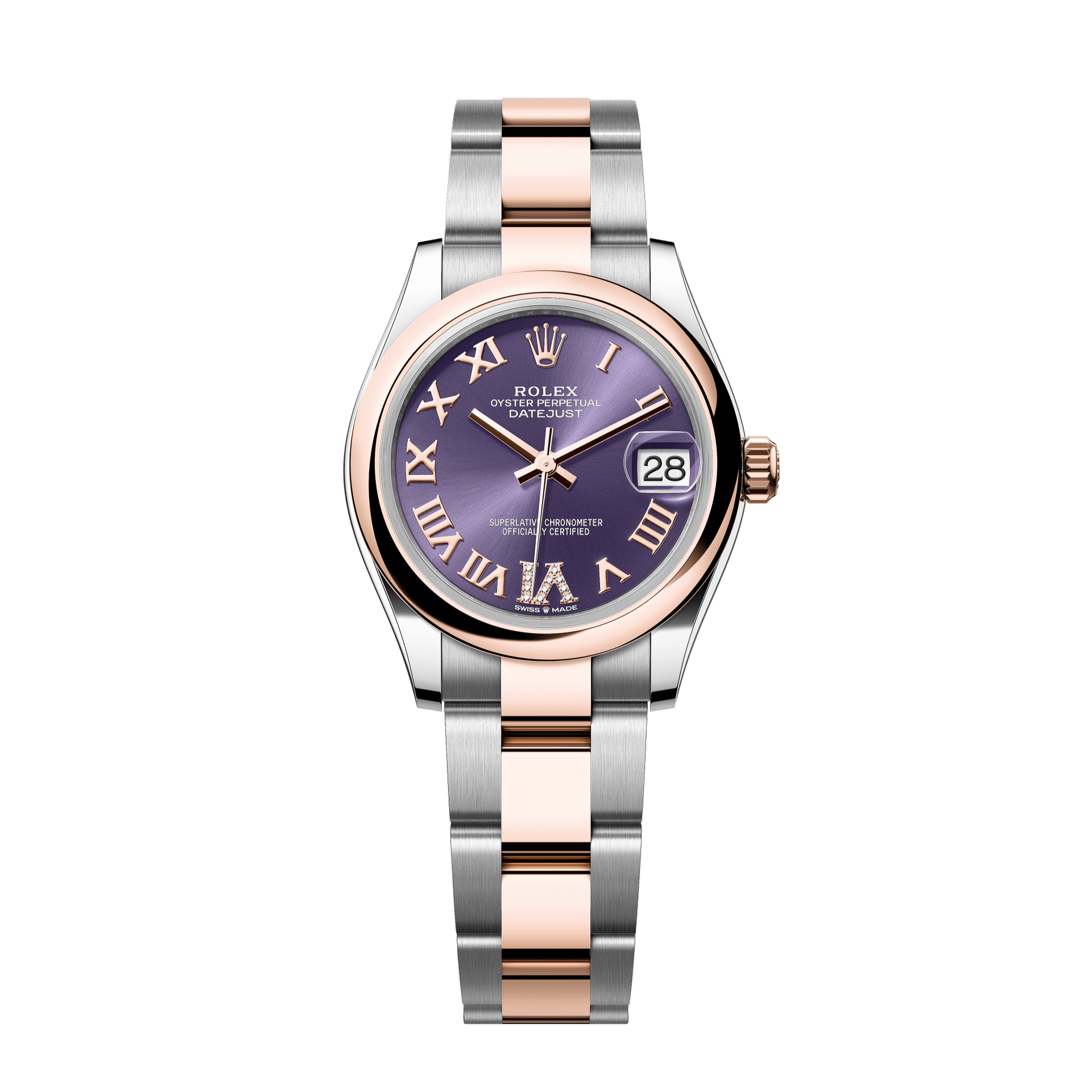 Rolex Datejust 31mm Aubergine Diamond Dial Oystersteel &amp; Everose Gold 278241-0019 - WATCHXNYC
