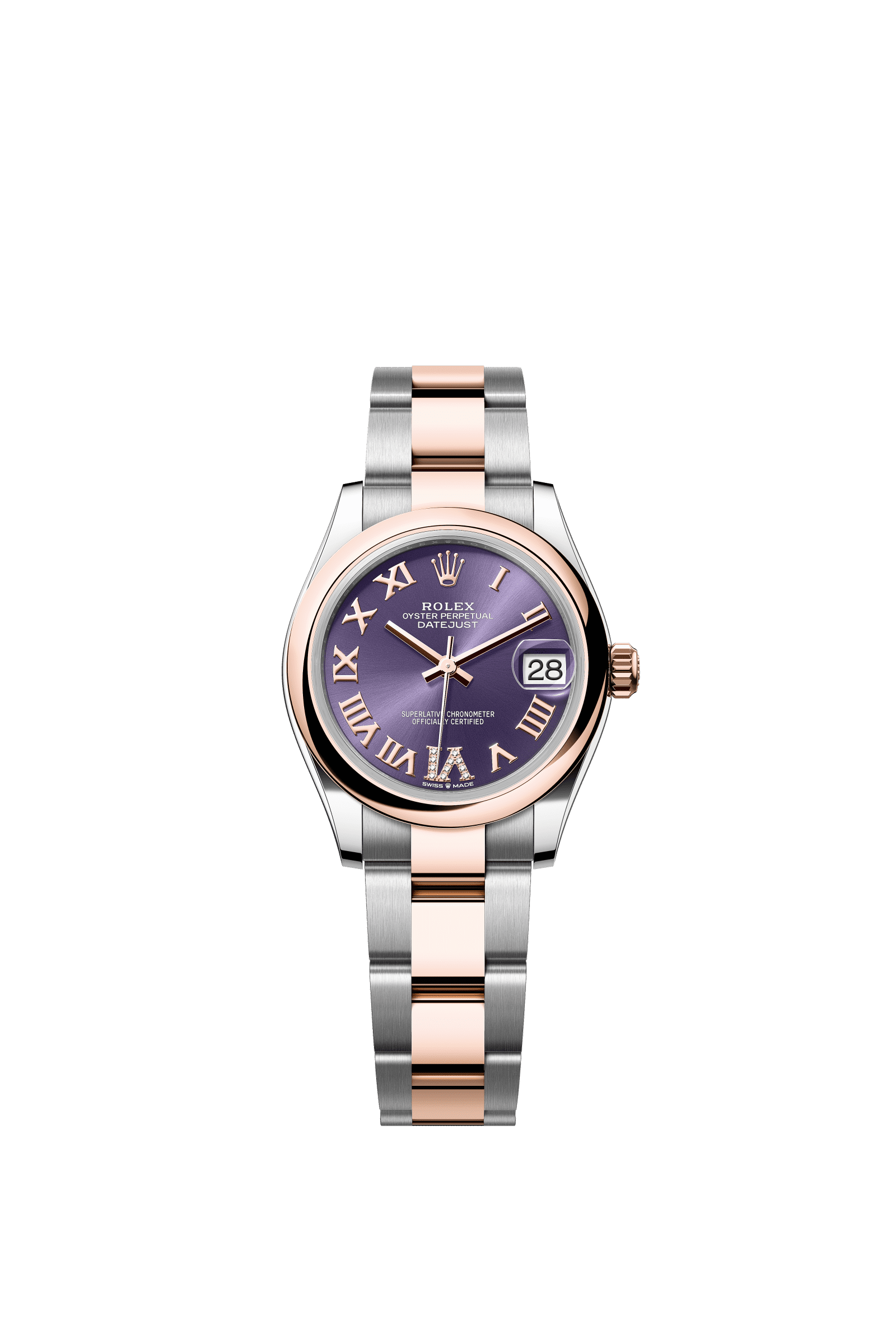 Rolex Datejust 31mm Aubergine Diamond Dial Oystersteel &amp; Everose Gold 278241 - WATCHXNYC