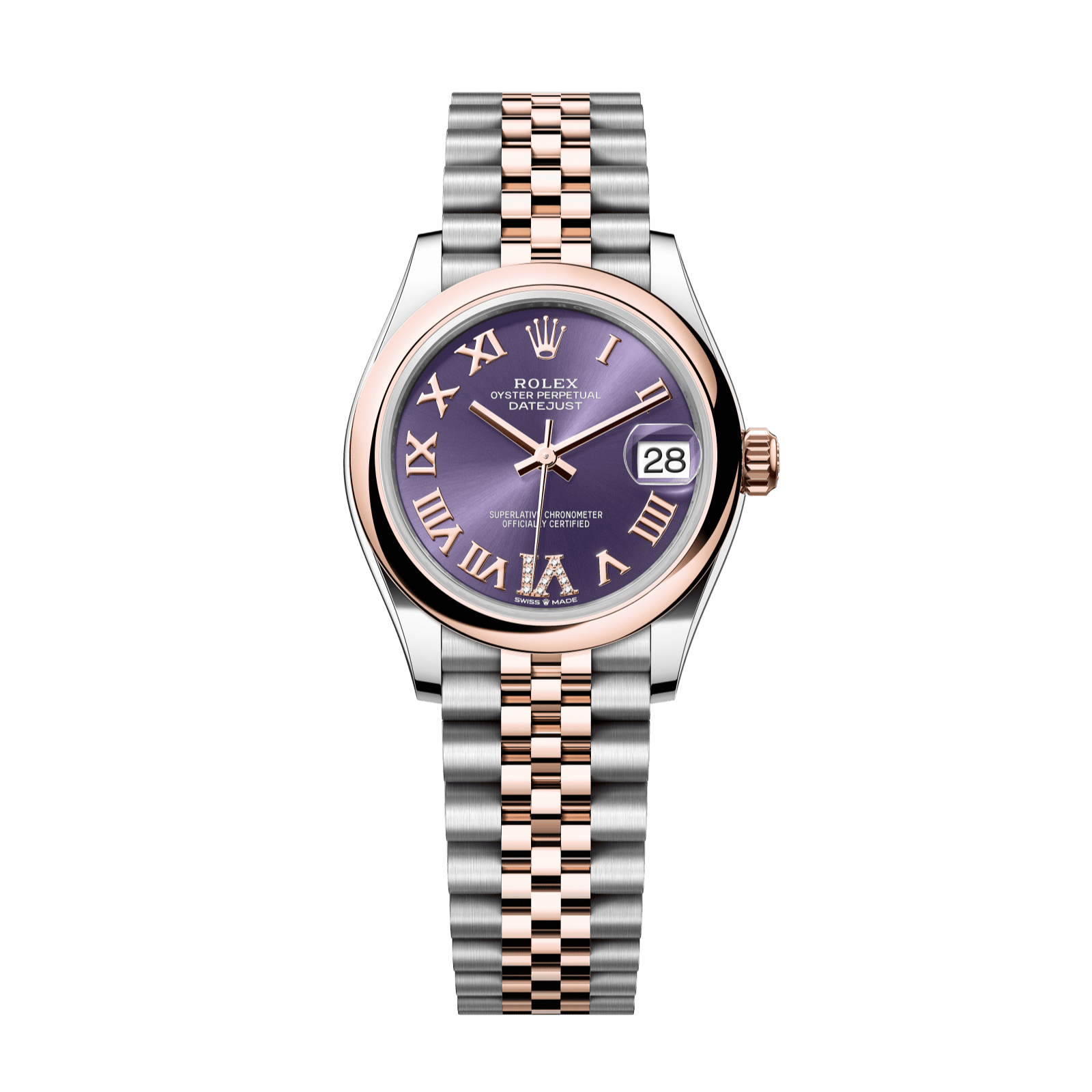 Rolex Datejust 31mm Aubergine Diamond Dial Oystersteel &amp; Everose Gold 278241-0020 - WATCHXNYC