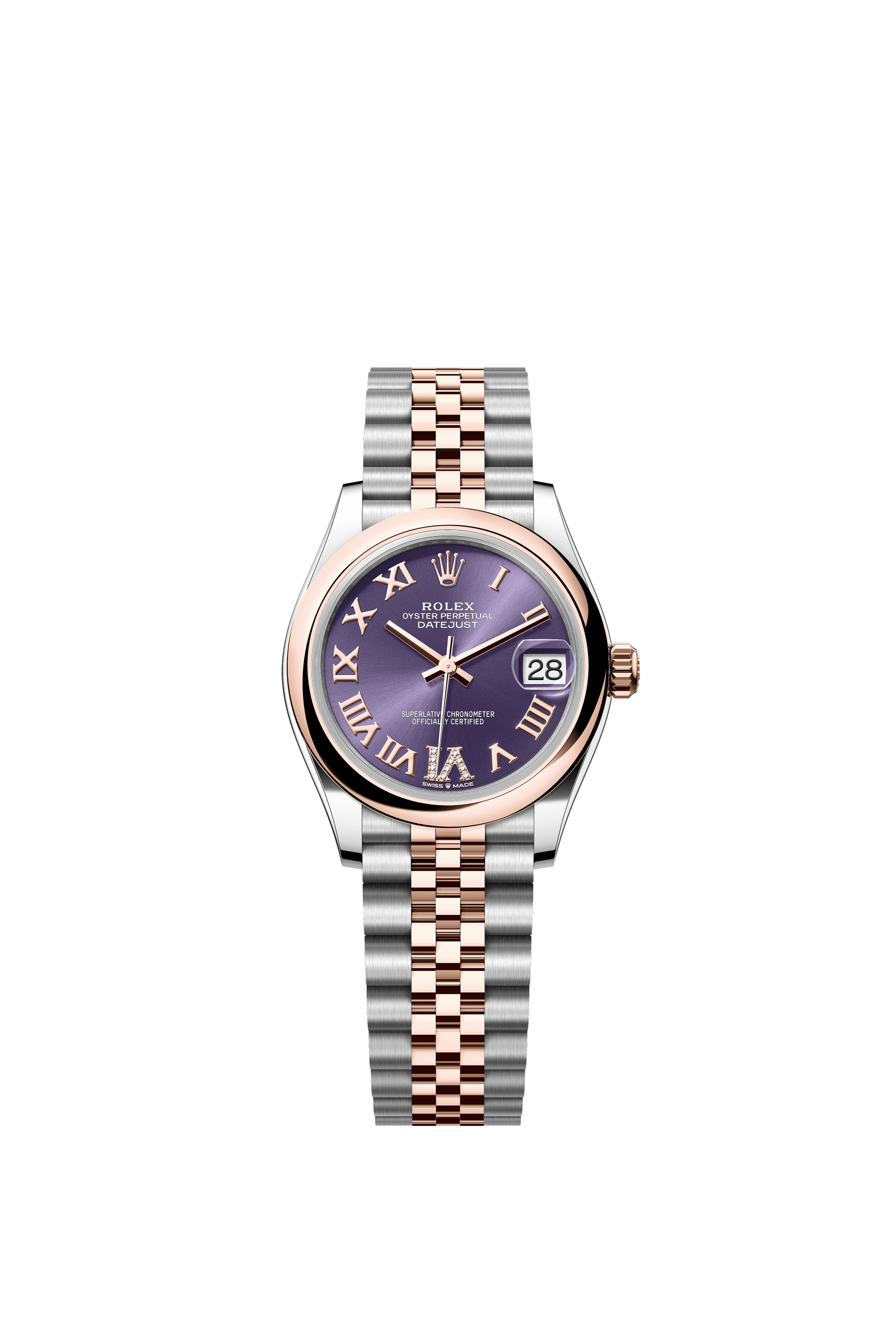Rolex Datejust 31mm Aubergine Diamond Dial Oystersteel &amp; Everose Gold 278241 - WATCHXNYC