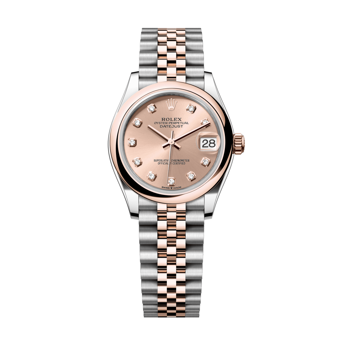 Rolex Datejust 31mm Rosé Diamond Dial Oystersteel &amp; Everose Gold 278241-0024 - WATCHXNYC