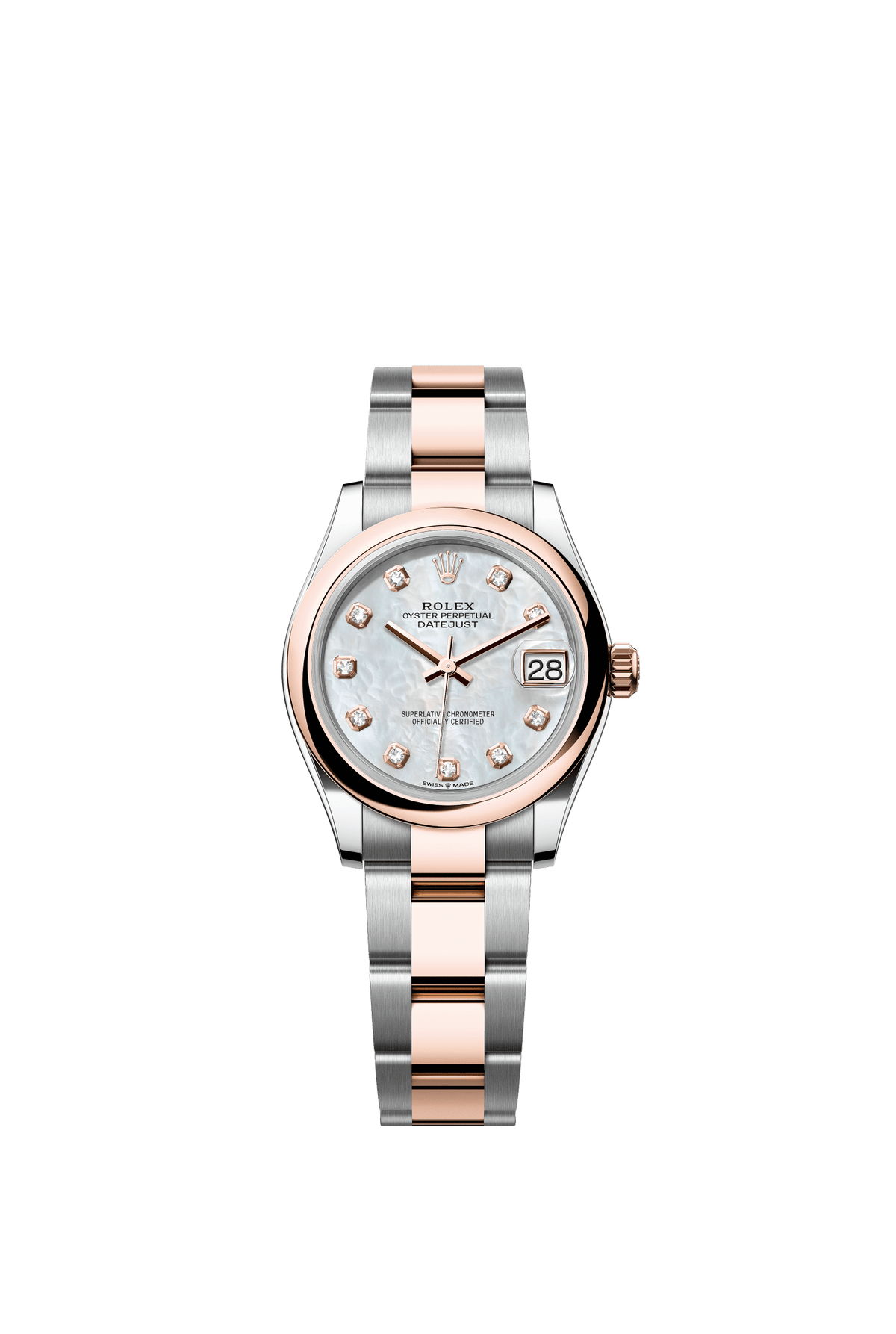 Rolex Datejust 31mm White Mother-Of-Pearl Diamond Dial Oystersteel &amp; Everose Gold 278241 - WATCHXNYC