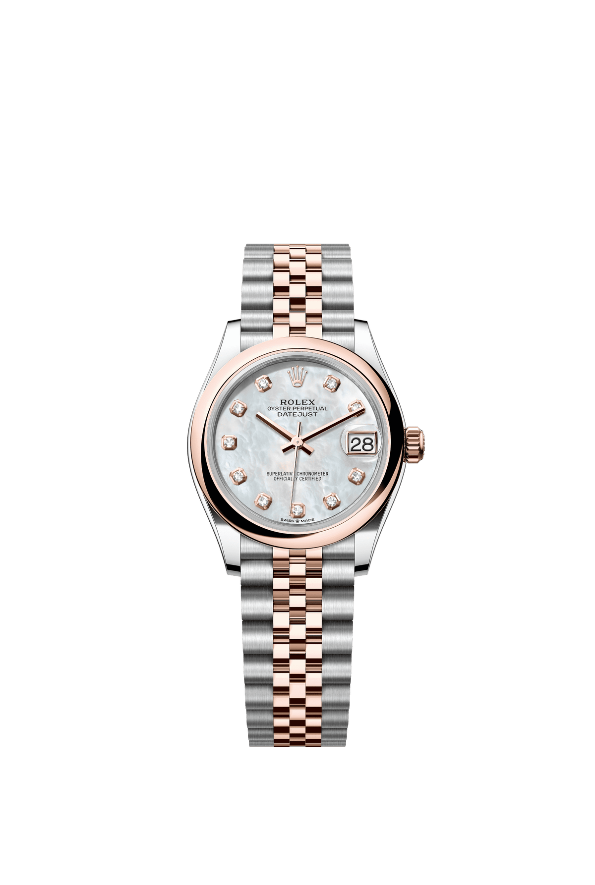 Rolex Datejust 31mm White Mother-Of-Pearl Diamond Dial Oystersteel &amp; Everose Gold 278241 - WATCHXNYC