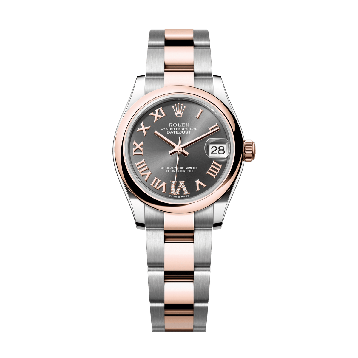 Rolex Datejust 31mm Slate Diamond Dial Oystersteel &amp; Everose Gold 278241-0029 - WATCHXNYC