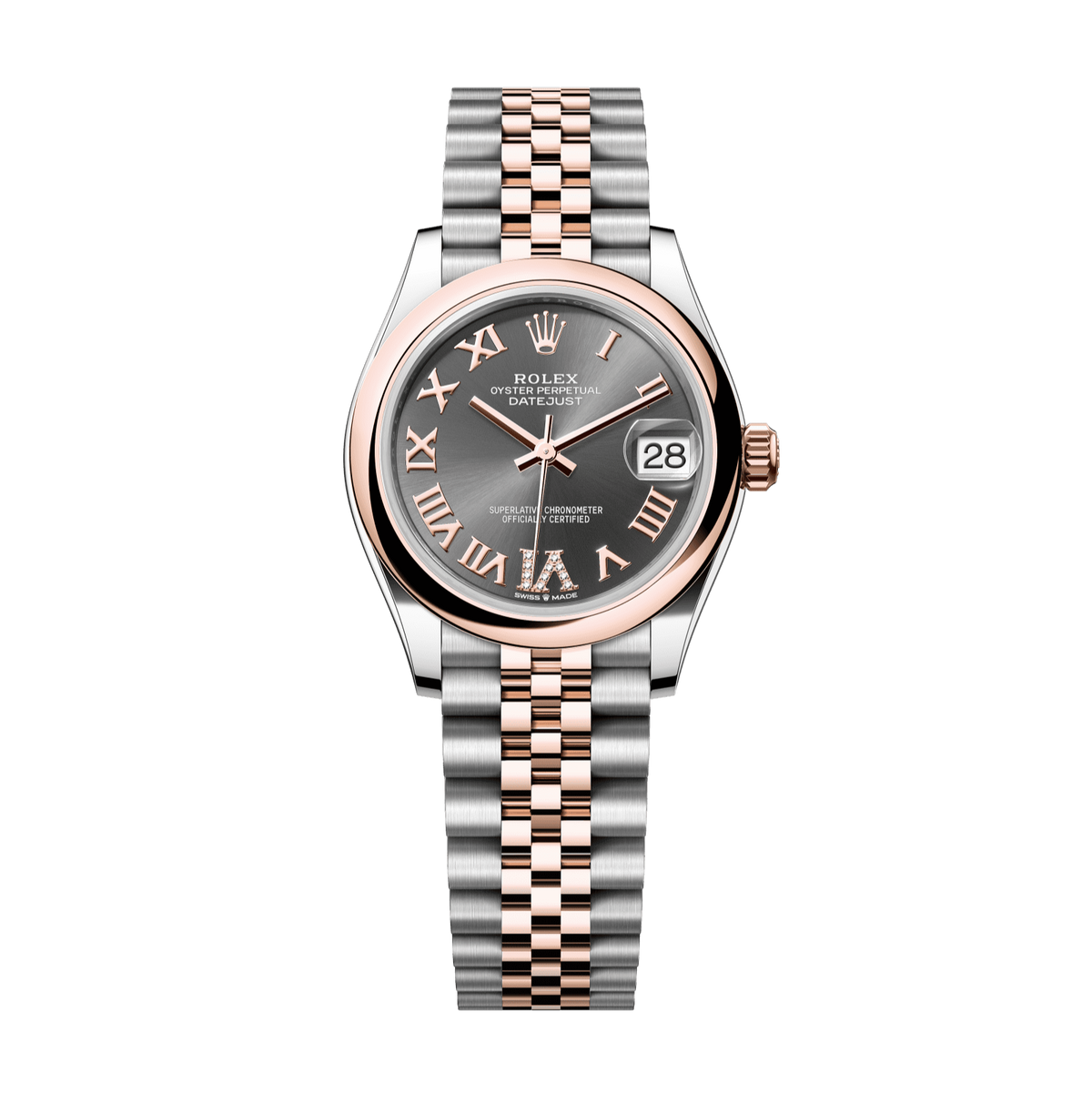 Rolex Datejust 31mm Slate Diamond Dial Oystersteel &amp; Everose Gold 278241-0030 - WATCHXNYC